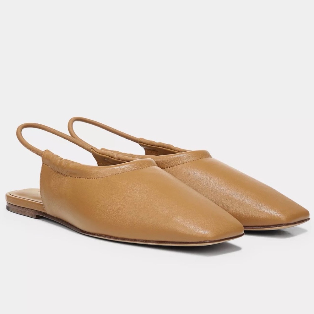 Vince Cadya Leather Slingback Flats Square Toe Minimalist Size 8